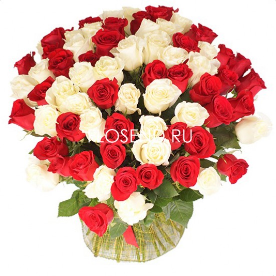Букет «101 красных и белых роз» - фото 3