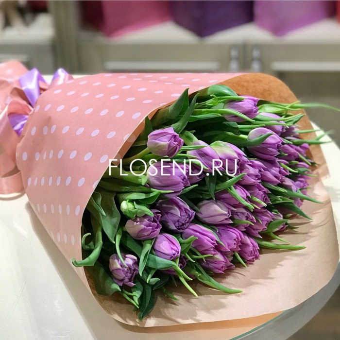 Букет «49 фиолетовый тюльпан»