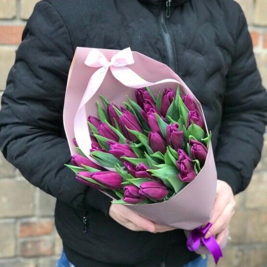 Букет «19 фиолетовых тюльпанов» - фото 2