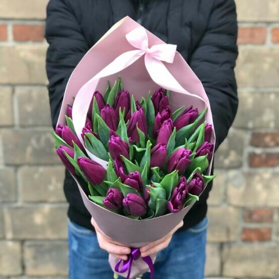 Букет «19 фиолетовых тюльпанов» - фото 3